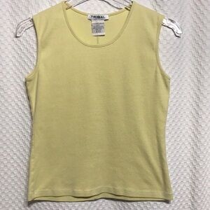 Tribal Sleeveless Tank Top in Pale Yellow